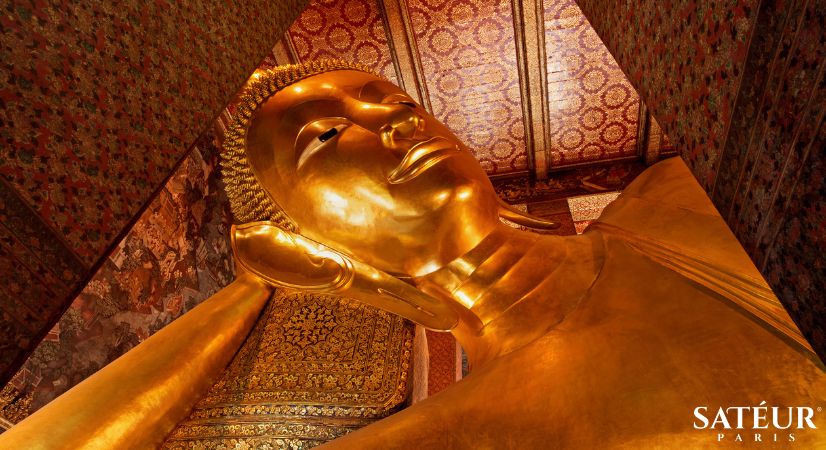 Thailand Den liggende Buddha ved Wat Pho-forslaget